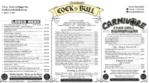 menu cock n bull
